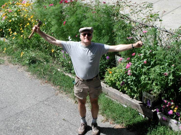Andy showing off his garden.